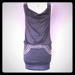 Black beaded cocktail dress